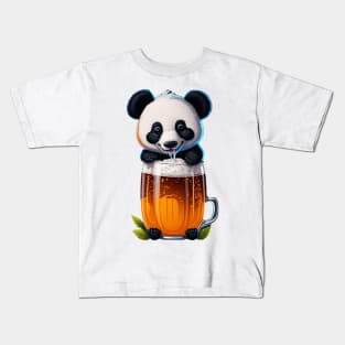 Cute Panda With A Beer Mug Kids T-Shirt